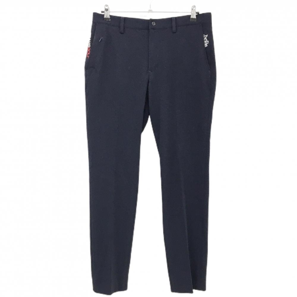 【美品】ビームスゴルフ パンツ ネイビー ロゴ刺しゅう 5ポケット ストレッチ  メンズ 48 ゴルフウェア BEAMS GOLF