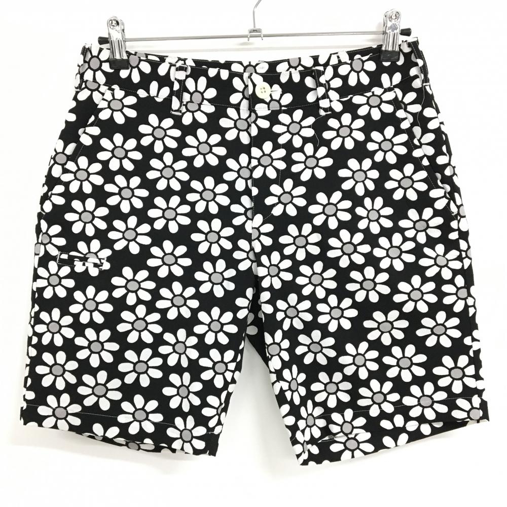 【美品】ビームスゴルフ ハーフパンツ 黒×白 花柄 サッカー生地  メンズ S ゴルフウェア BEAMS GOLF