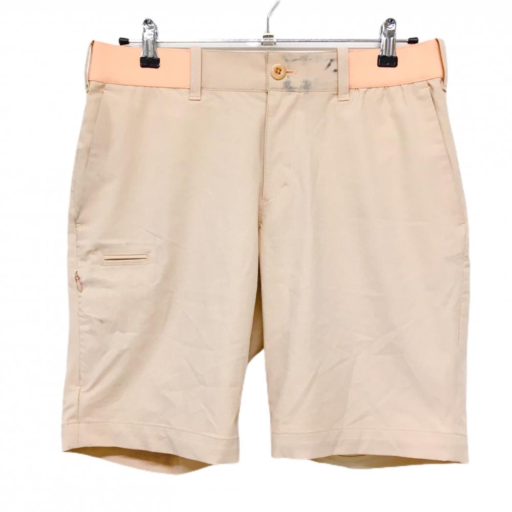ビームスゴルフ ハーフパンツ ピンクベージュ ストレッチ ウエスト一部ゴム メンズ M ゴルフウェア BEAMS GOLF