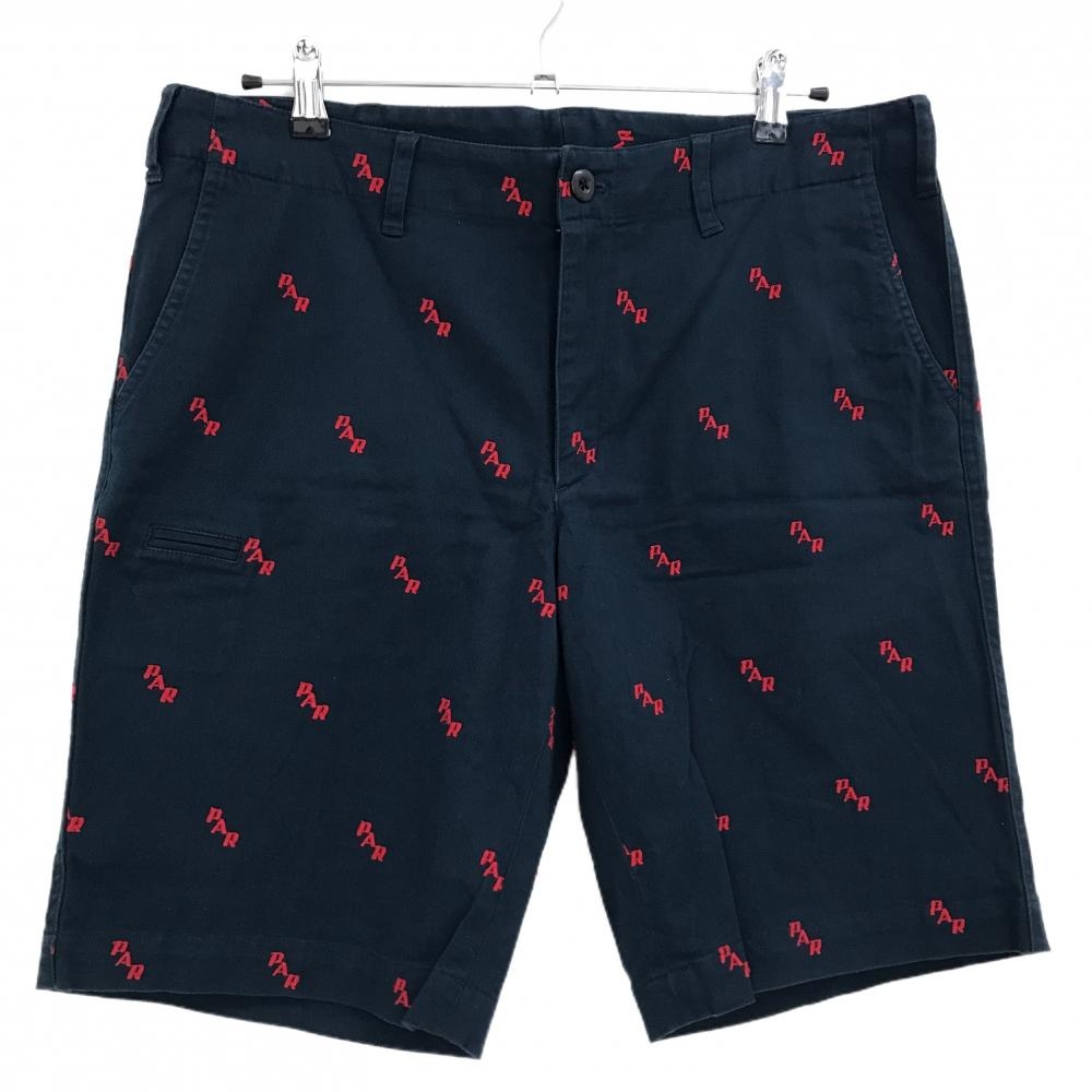 ビームスゴルフ ハーフパンツ ネイビー×レッド 刺しゅう総柄  メンズ XL ゴルフウェア BEAMS GOLF