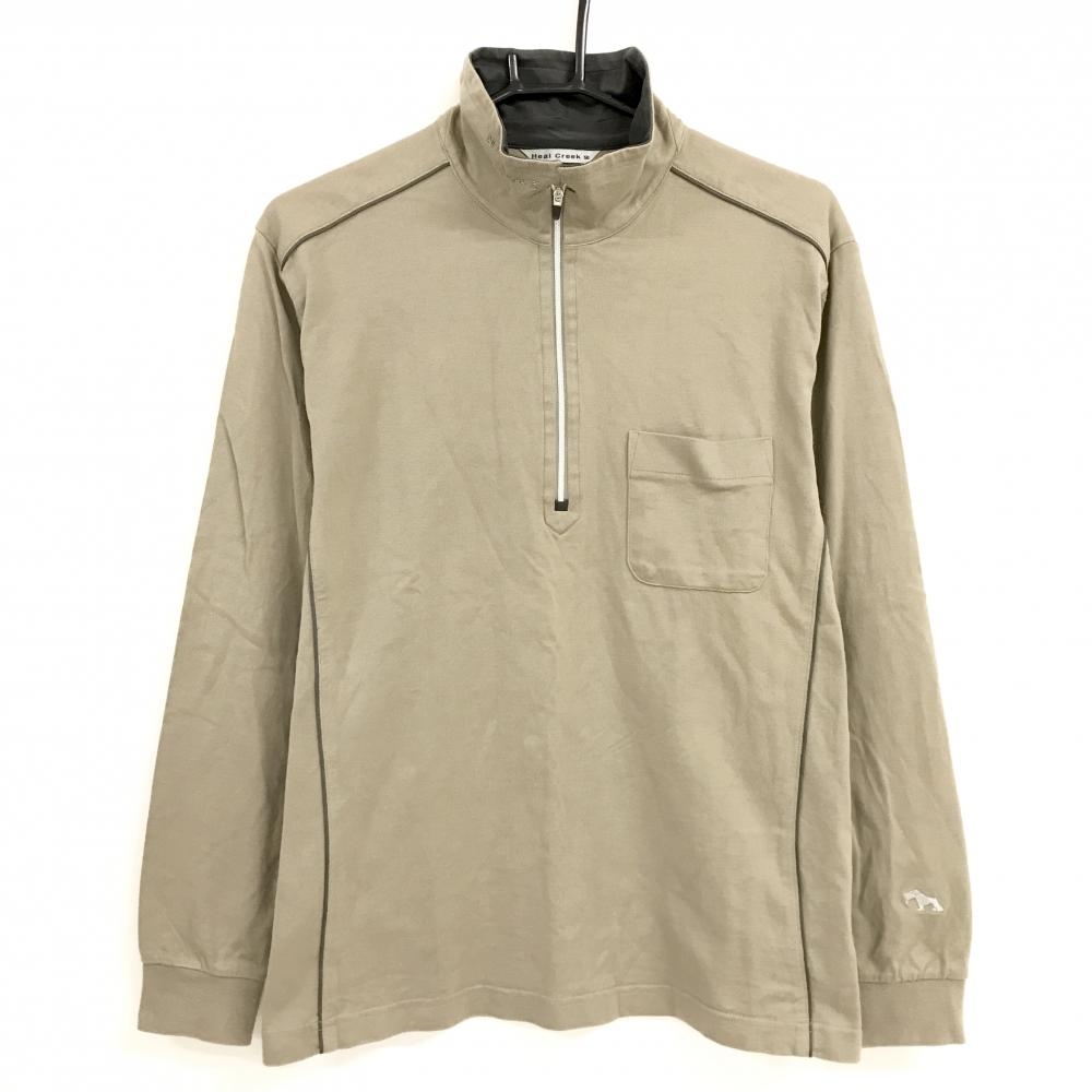 ヒールクリーク 長袖ハイネックシャツ ブラウン 胸ポケット ハーフジップ メンズ 50(L) ゴルフウェア Heal Creek