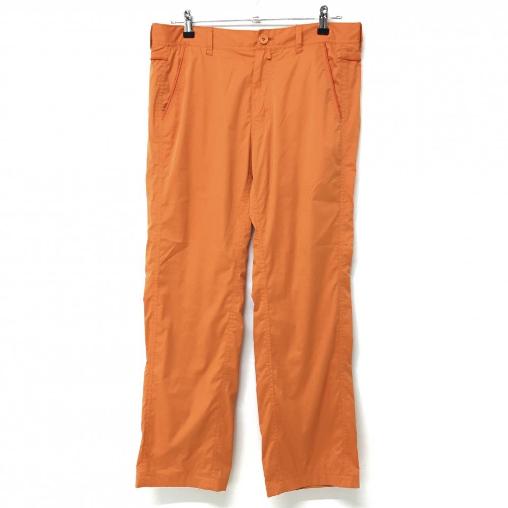 【美品】ヒールクリーク パンツ オレンジ×白 ウエスト後ろロゴ メッシュ裏地 メンズ 85 ゴルフウェア Heal Creek