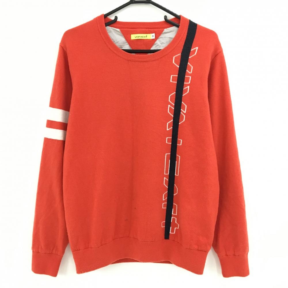 ビバハート セーター レッド×白×ネイビー ニット アクリル混 裏地付  メンズ 52(XL) ゴルフウェア VIVA HEART