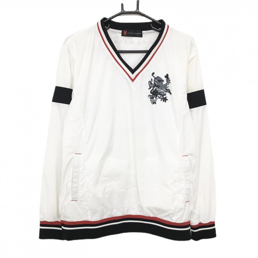 ビバハート スニード 白×黒×レッド 胸ロゴプリント 裏地メッシュ ブルゾン  メンズ 50(L) ゴルフウェア VIVA HEART