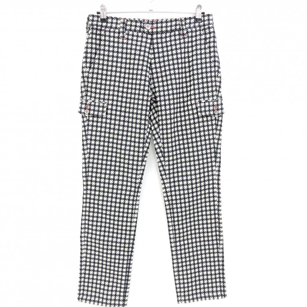 【美品】ビバハート カーゴパンツ ダークネイビー×ライトベージュ 手裏剣柄織生地 メンズ 76 ゴルフウェア VIVA HEART