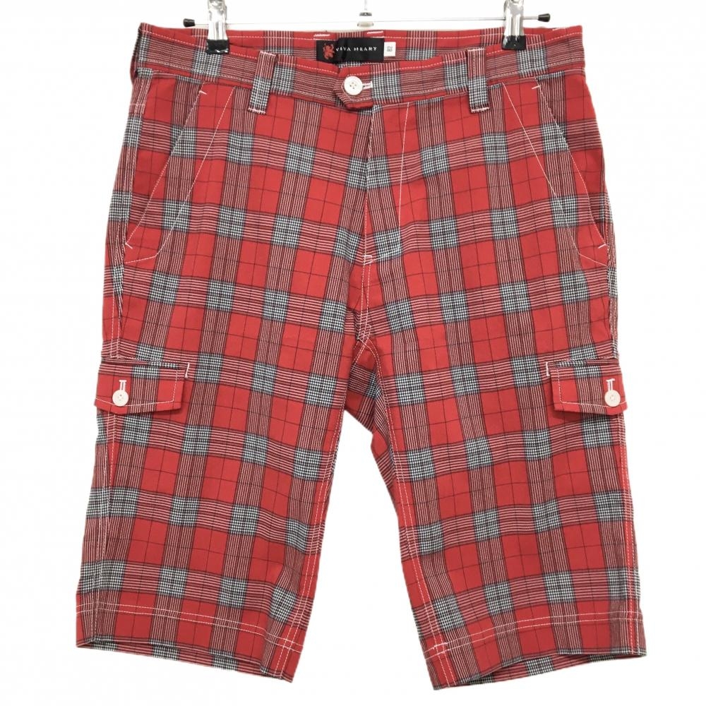 【超美品】ビバハート ハーフパンツ レッド×黒 グレンチェック ストレッチ  メンズ 82 ゴルフウェア VIVA HEART