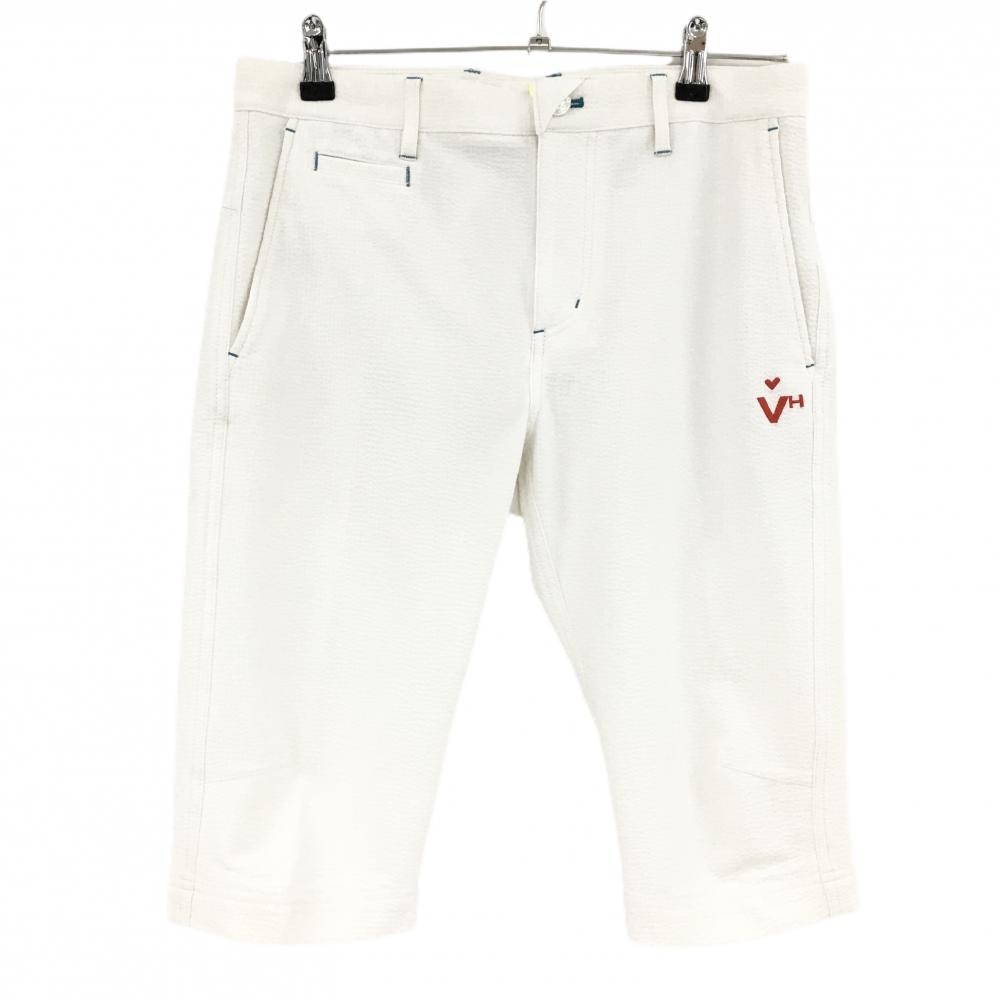 【美品】ビバハート ハーフパンツ 白 ロゴレッド サッカー生地 メンズ 79 ゴルフウェア VIVA HEART