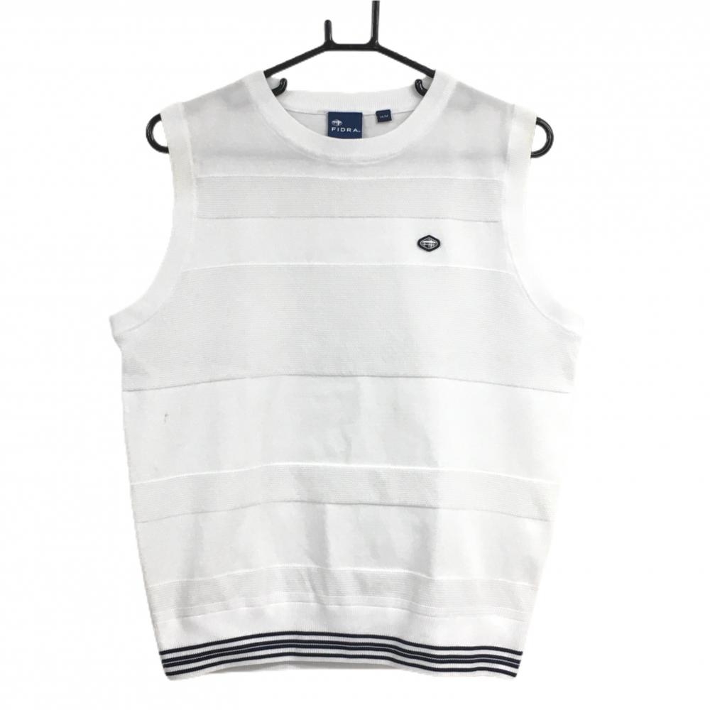 フィドラ ニットベスト 白 ボーダー織生地 ワッペン メンズ M/M ゴルフウェア FIDRA