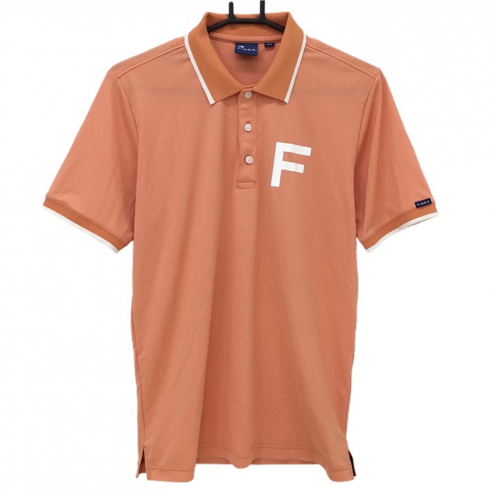 【美品】フィドラ 半袖ポロシャツ オレンジ×白 袖ロゴ メンズ M/M ゴルフウェア FIDRA