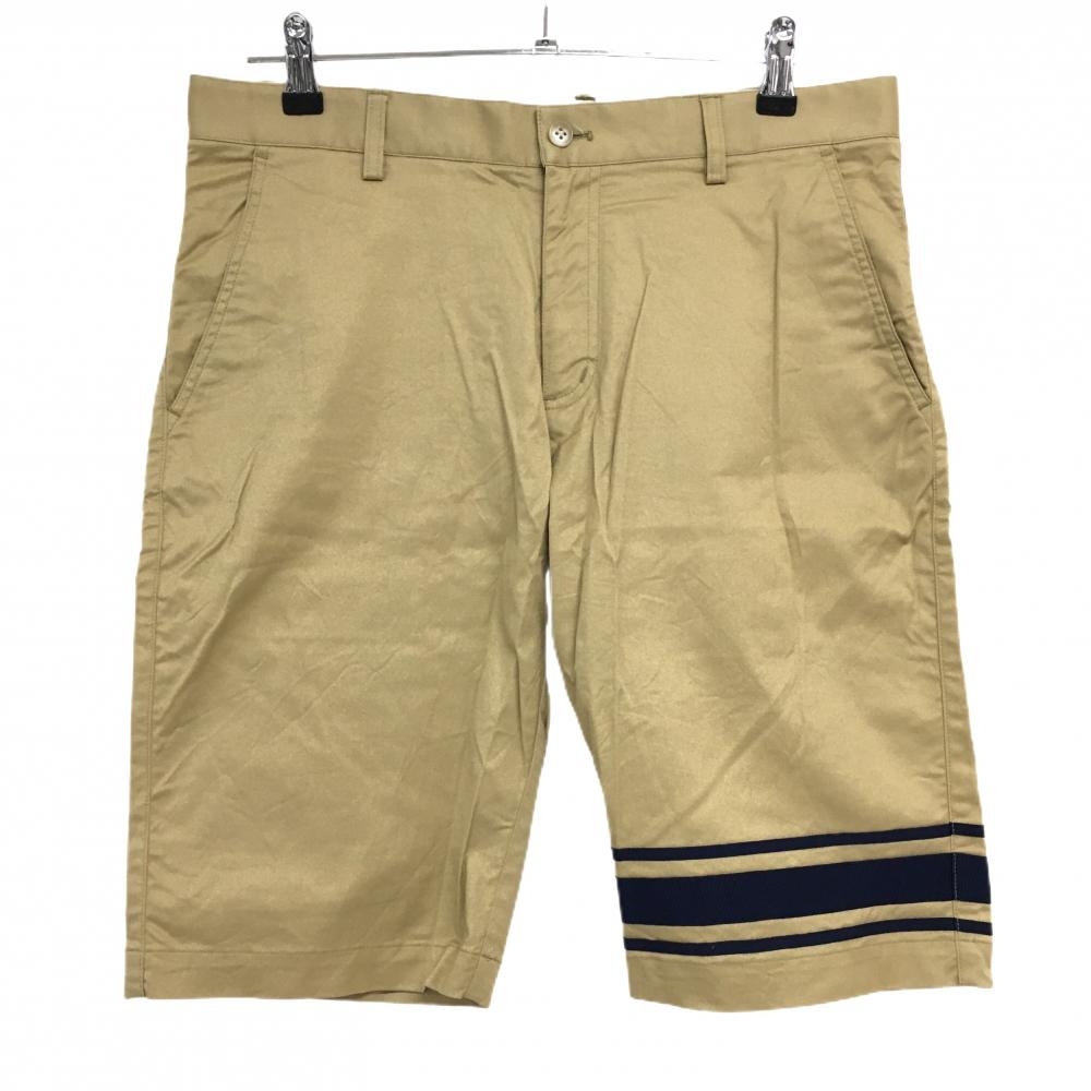 【美品】フィドラ ハーフパンツ ベージュ×ネイビー バックロゴワッペン メンズ M/M ゴルフウェア FIDRA