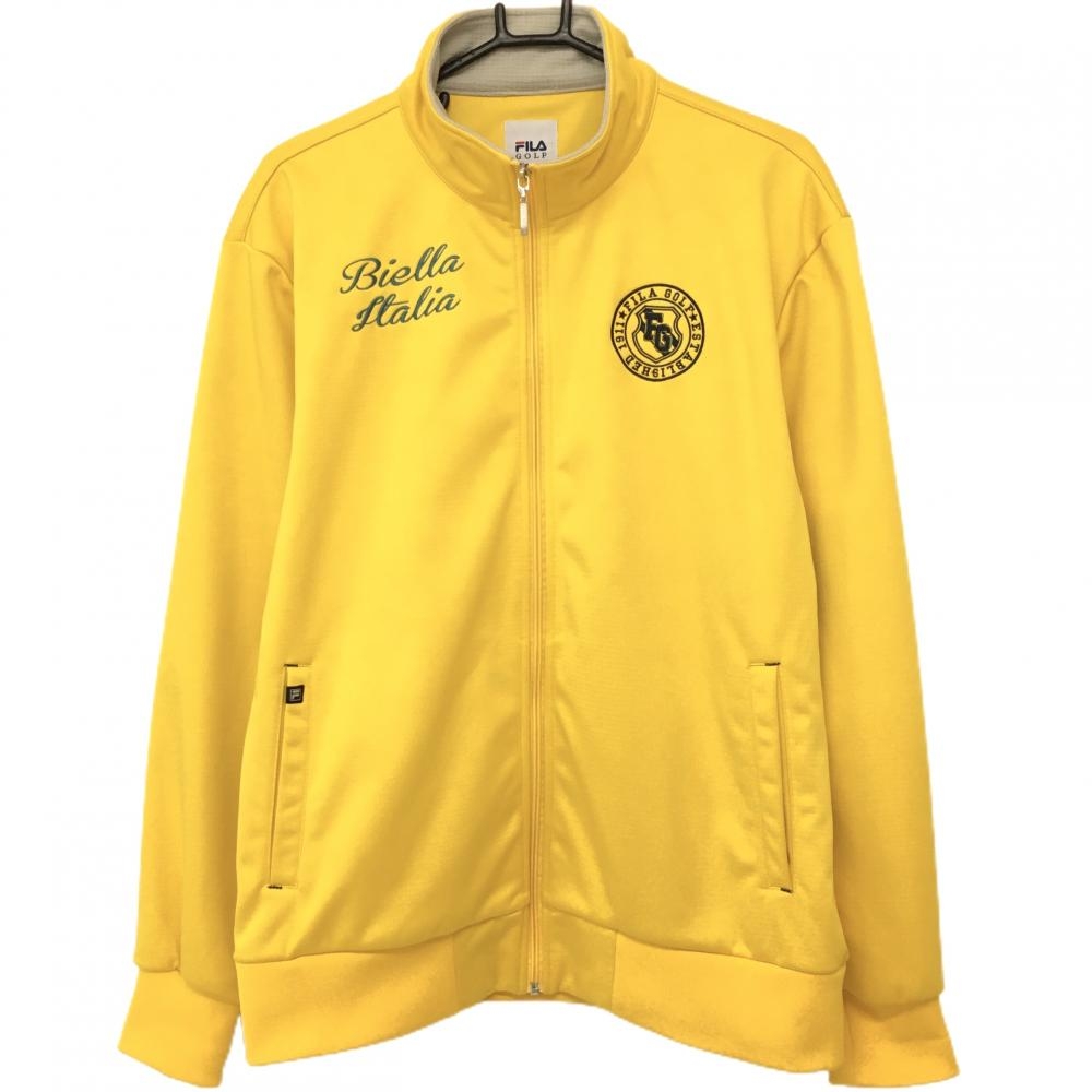 フィラゴルフ ジャケット イエロー 地模様 裏起毛 胸元ロゴ メンズ LL ゴルフウェア FILA GOLF