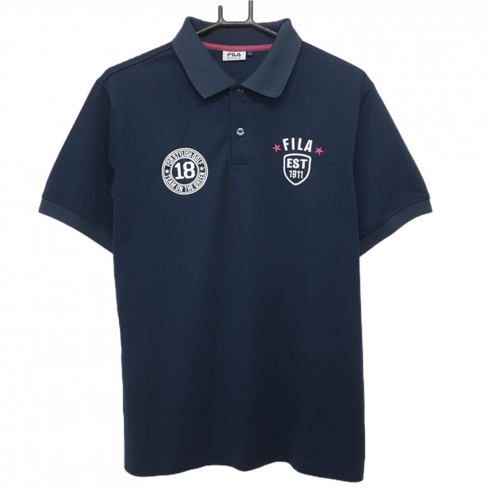 フィラゴルフ 半袖ポロシャツ ネイビー ロゴ刺しゅう メンズ  ゴルフウェア FILA GOLF