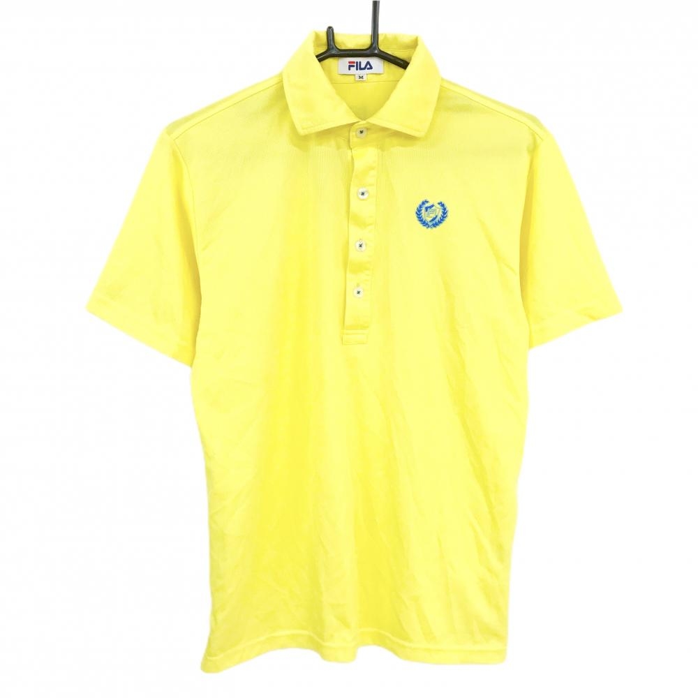 【美品】フィラ 半袖ポロシャツ イエロー ロゴ刺しゅう メンズ M ゴルフウェア FILA GOLF