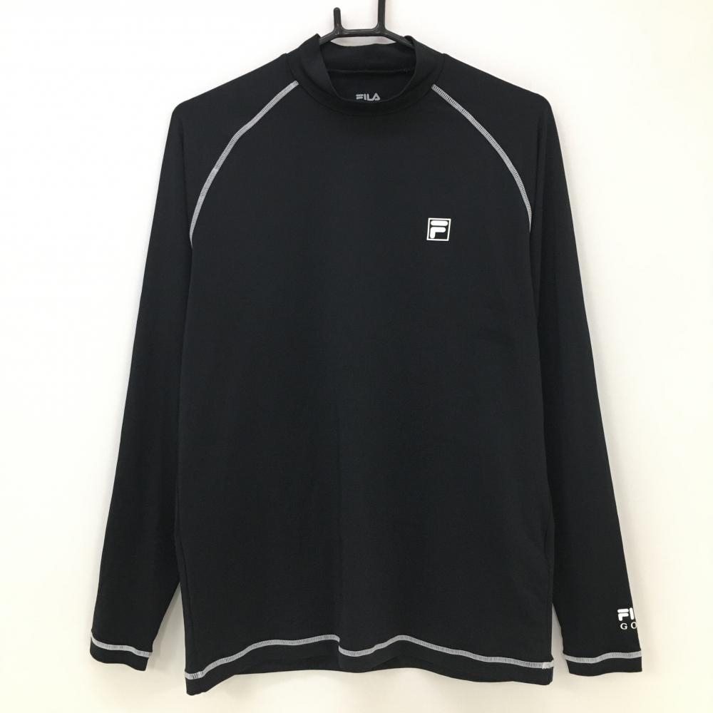 【超美品】フィラゴルフ インナーシャツ 黒×白 ロゴプリント  メンズ LL ゴルフウェア FILA GOLF