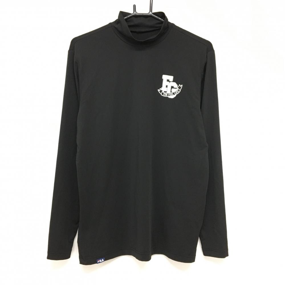 【美品】フィラゴルフ ハイネックインナーシャツ 黒 ロゴ白  メンズ M ゴルフウェア FILA GOLF