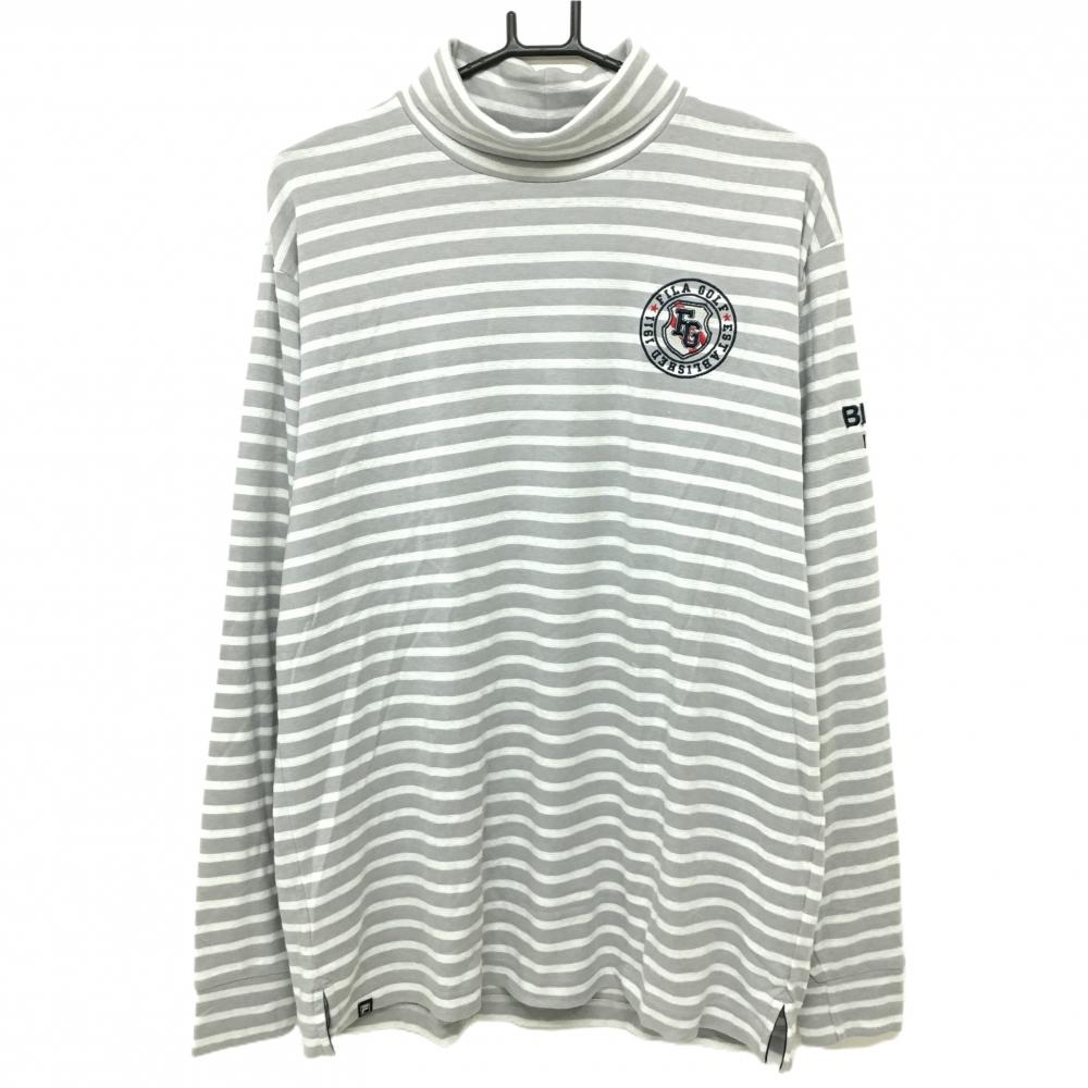 フィラゴルフ 長袖ハイネックシャツ グレー×白 ボーダー メンズ 3L ゴルフウェア FILA GOLF