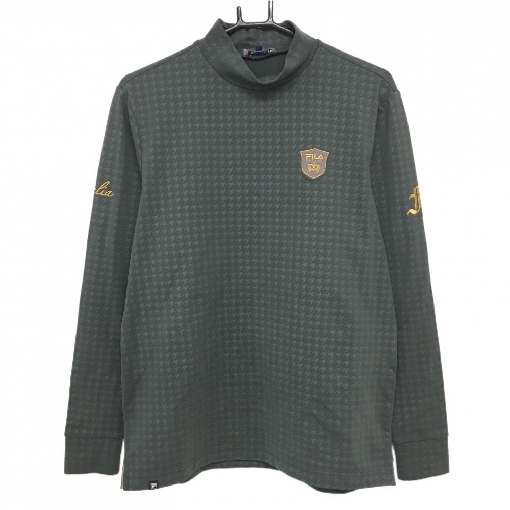 フィラゴルフ 長袖ハイネックシャツ グレー 千鳥格子 微起毛 メンズ L ゴルフウェア FILA GOLF