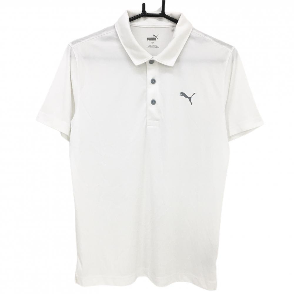 プーマ 半袖ポロシャツ 白 胸元ロゴ 背面メッシュ調 メンズ S ゴルフウェア PUMA