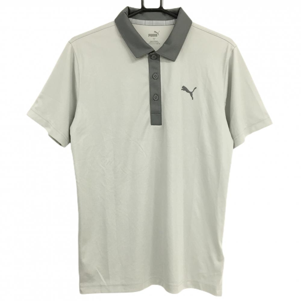【超美品】プーマ 半袖ポロシャツ グレー ラバーロゴ  メンズ M ゴルフウェア 2023年モデル PUMA