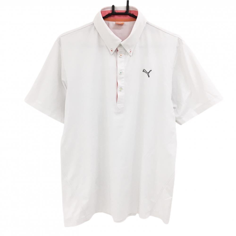 プーマ 半袖ポロシャツ 白 ロゴグレー メンズ XO ゴルフウェア PUMA