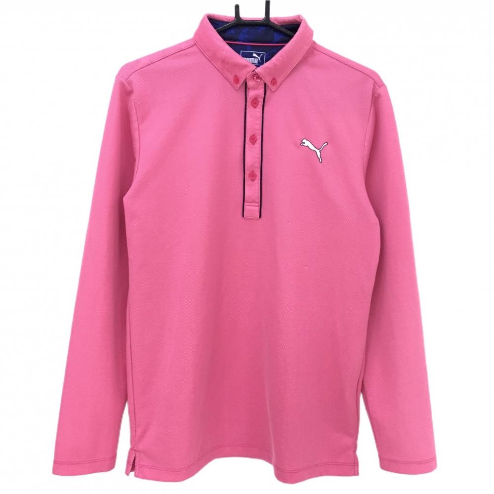 プーマ 長袖ポロシャツ ピンク×白 ピンドット  メンズ XL ゴルフウェア PUMA