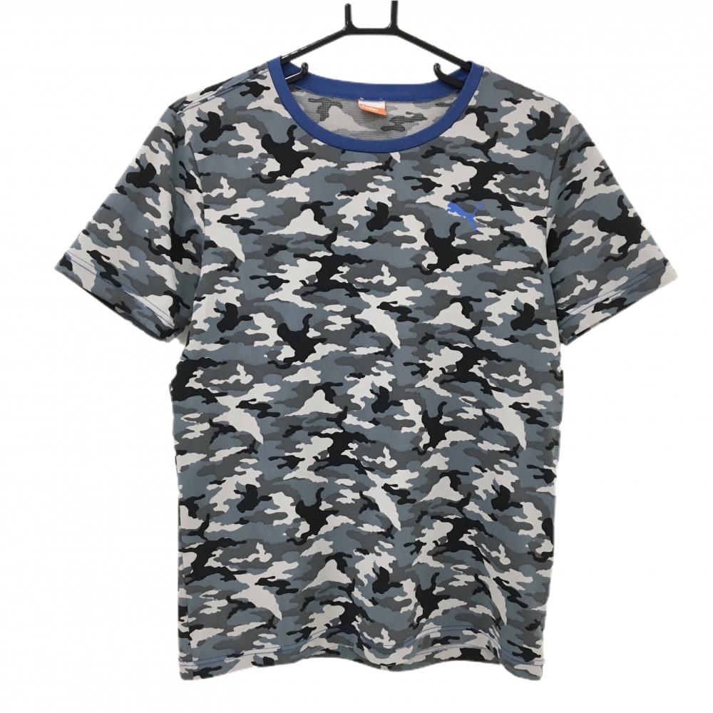 【超美品】プーマ Tシャツ グレー×黒 カモフラ柄 迷彩  メンズ L ゴルフウェア PUMA