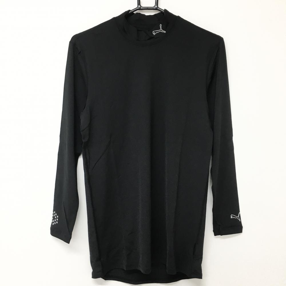【新品】プーマ 長袖ハイネックインナーシャツ 黒 襟・袖口ロゴ メンズ 0 ゴルフウェア PUMA 画像