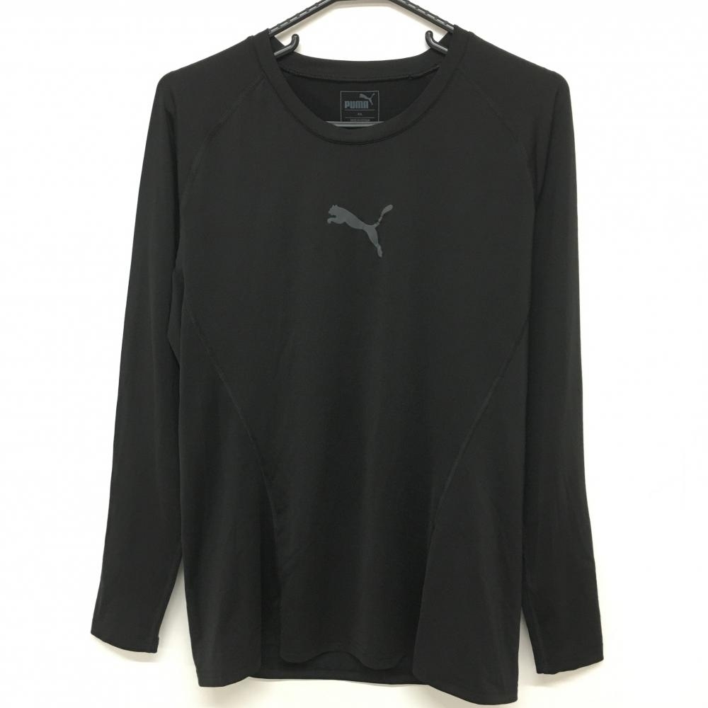 【美品】プーマ 長袖クルーネックインナーシャツ 黒 ストレッチ  メンズ XXL ゴルフウェア PUMA