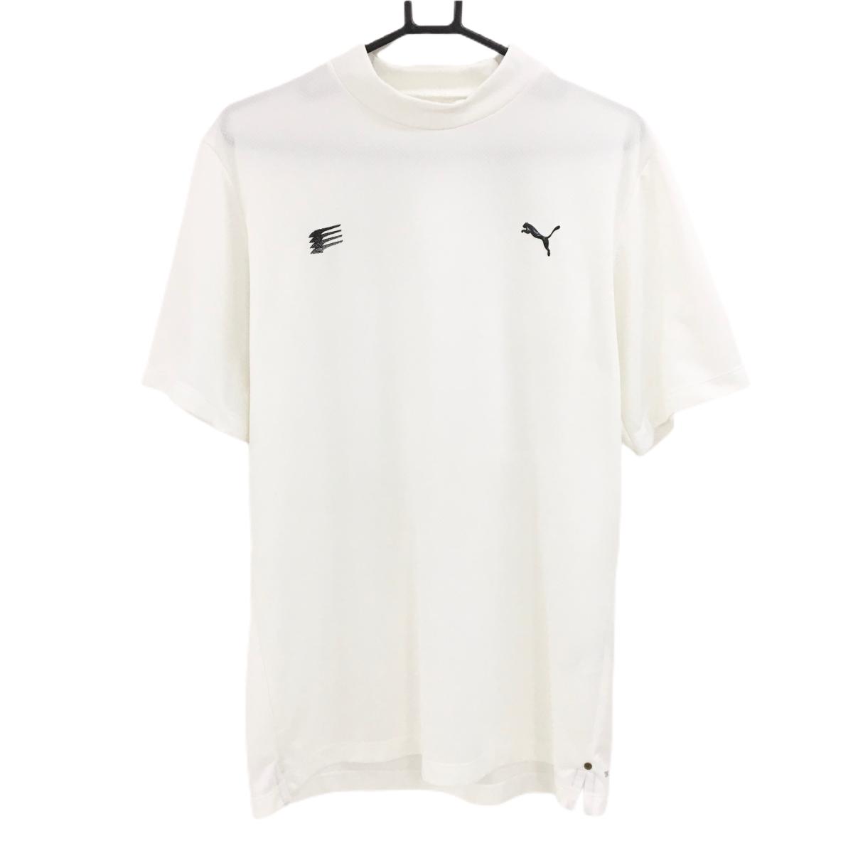 プーマ 半袖ハイネックシャツ 白 ロゴ黒 メンズ XXL ゴルフウェア PUMA