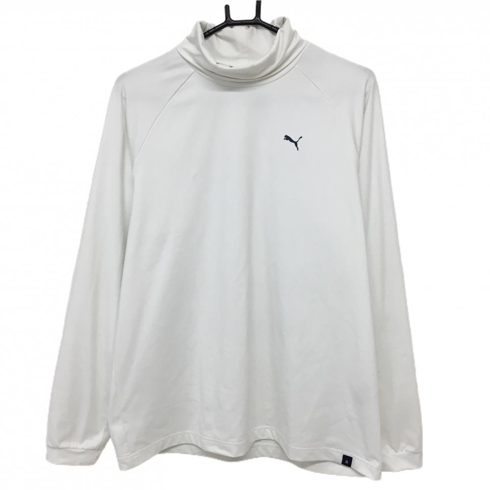 【超美品】プーマ 長袖タートルネックシャツ 白 バックプリント 裏起毛 メンズ M ゴルフウェア 2024年モデル PUMA
