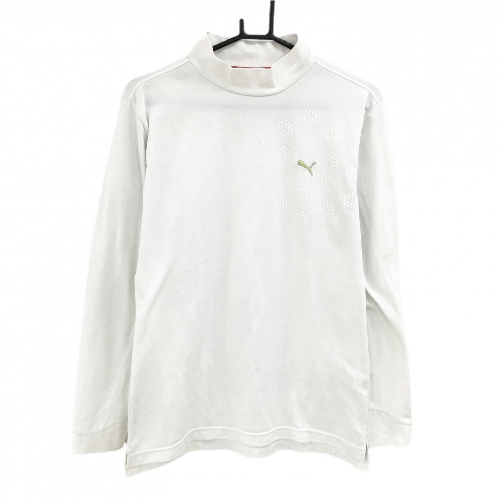プーマ 長袖ハイネックシャツ 白 胸元ロゴ  メンズ L ゴルフウェア PUMA