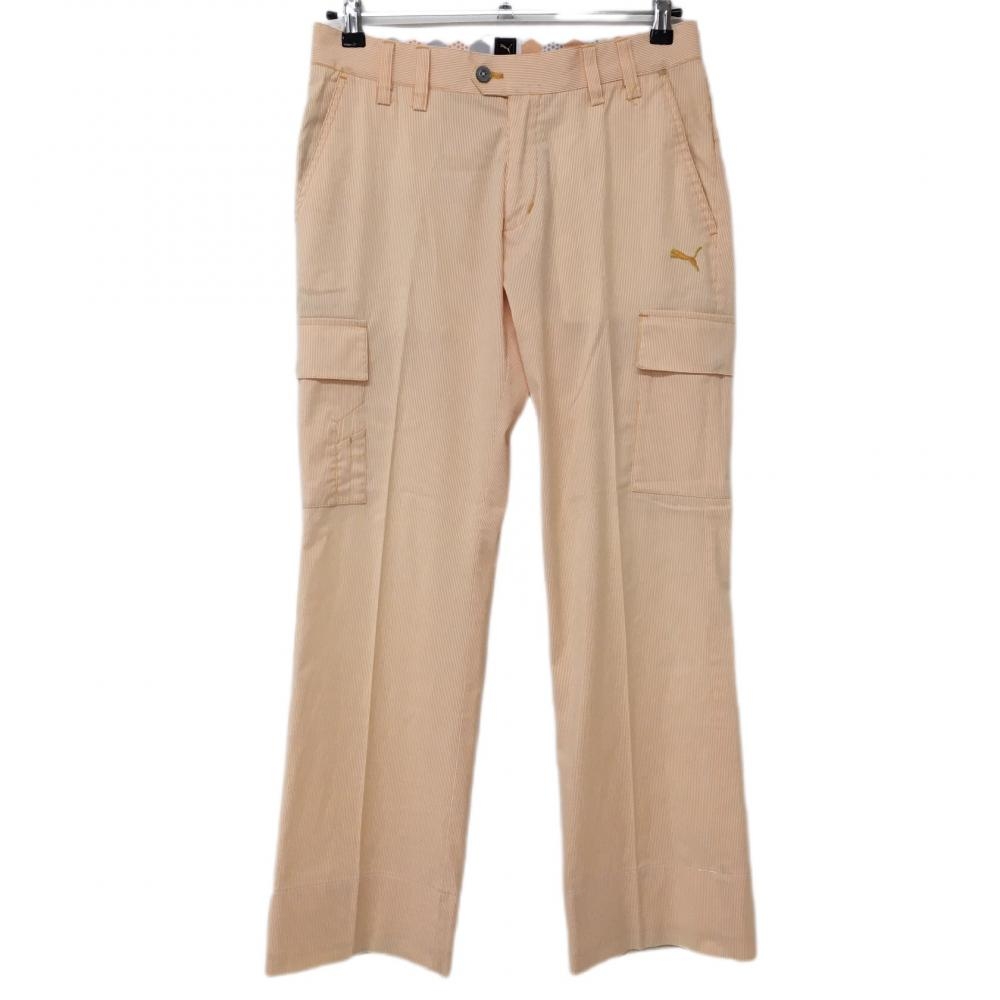 プーマ パンツ オレンジ×白 ストライプ柄 ロゴ刺しゅう 6ポケット  メンズ 76 ゴルフウェア PUMA