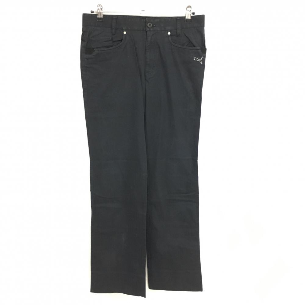 プーマ パンツ 黒 ストライプ織生地 ロゴ刺しゅう  メンズ 82 ゴルフウェア PUMA