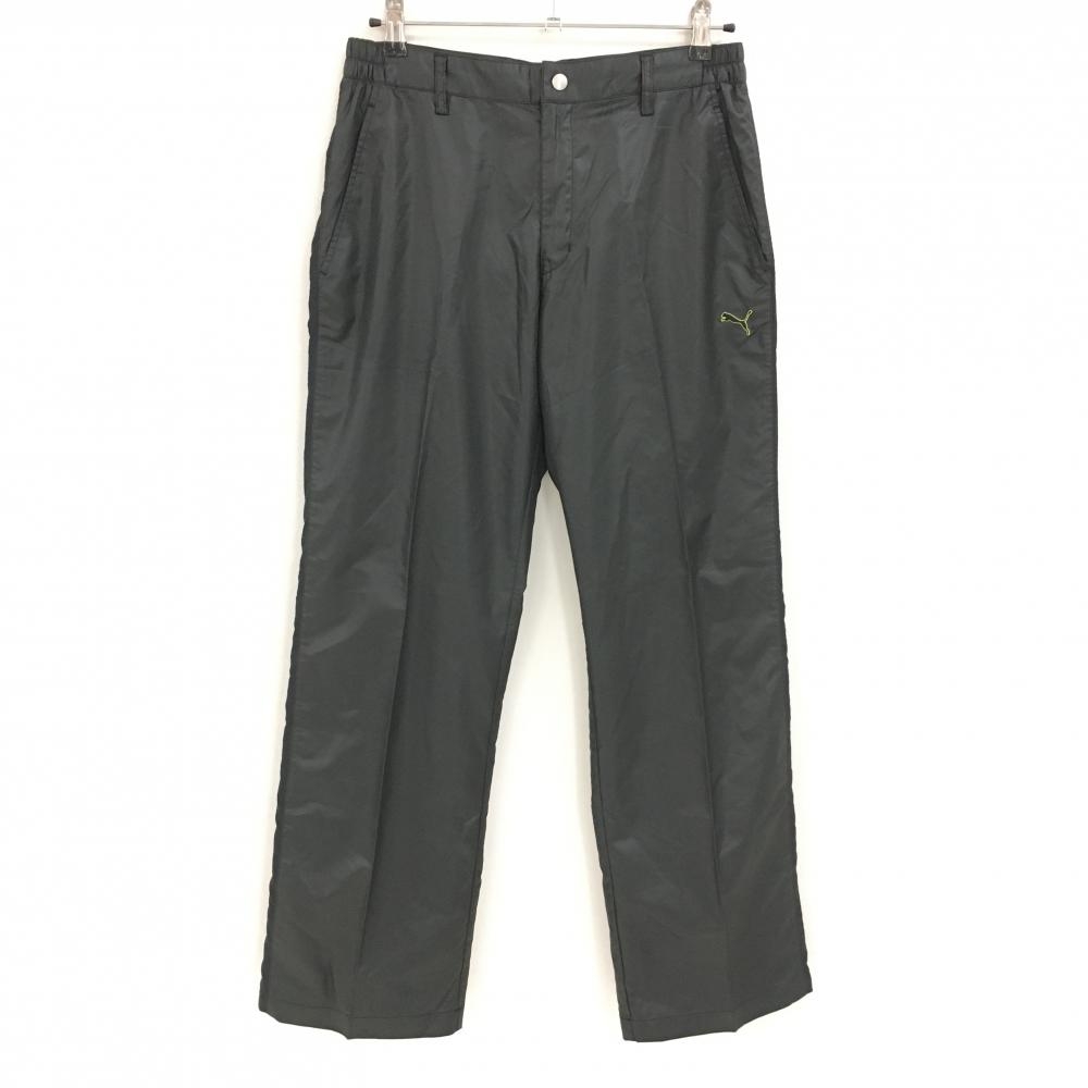 【超美品】プーマ パンツ 黒 サイド切替 ロゴ刺しゅう 光沢感 ウエスト一部ゴム メンズ L ゴルフウェア PUMA