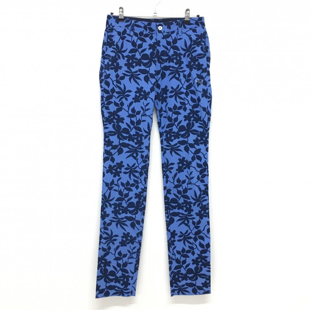 【超美品】プーマ パンツ ブルー×ネイビー リーフ柄 ストレッチ メンズ 76 ゴルフウェア PUMA