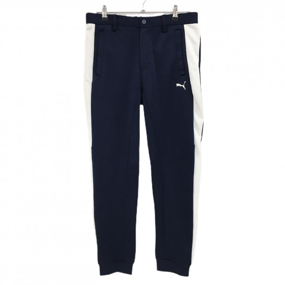 【美品】プーマ ジョガーパンツ ネイビー×白 サイドライン  メンズ L ゴルフウェア PUMA