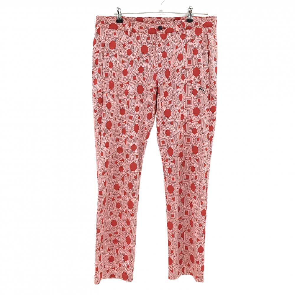 【超美品】プーマ パンツ レッド×白 総柄 ロゴ刺しゅう メンズ 88 ゴルフウェア PUMA