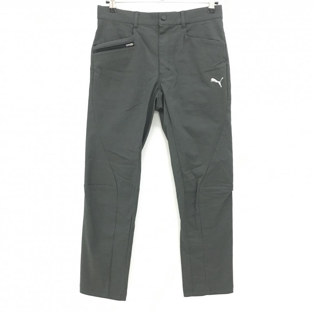 【超美品】プーマ パンツ グレー×黒 千鳥格子 ロゴ刺しゅう メンズ M ゴルフウェア PUMA