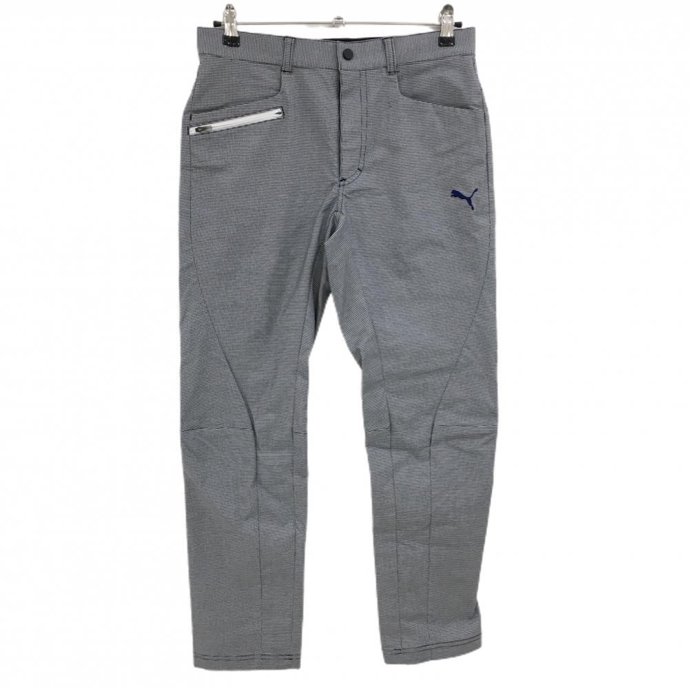 【超美品】プーマ パンツ 黒×白 千鳥格子 ロゴ刺しゅう メンズ M ゴルフウェア PUMA