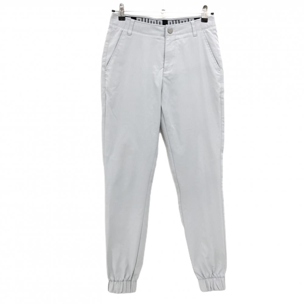 【美品】プーマ ジョガーパンツ ライトグレー ロゴ刺しゅう  メンズ W28 ゴルフウェア PUMA
