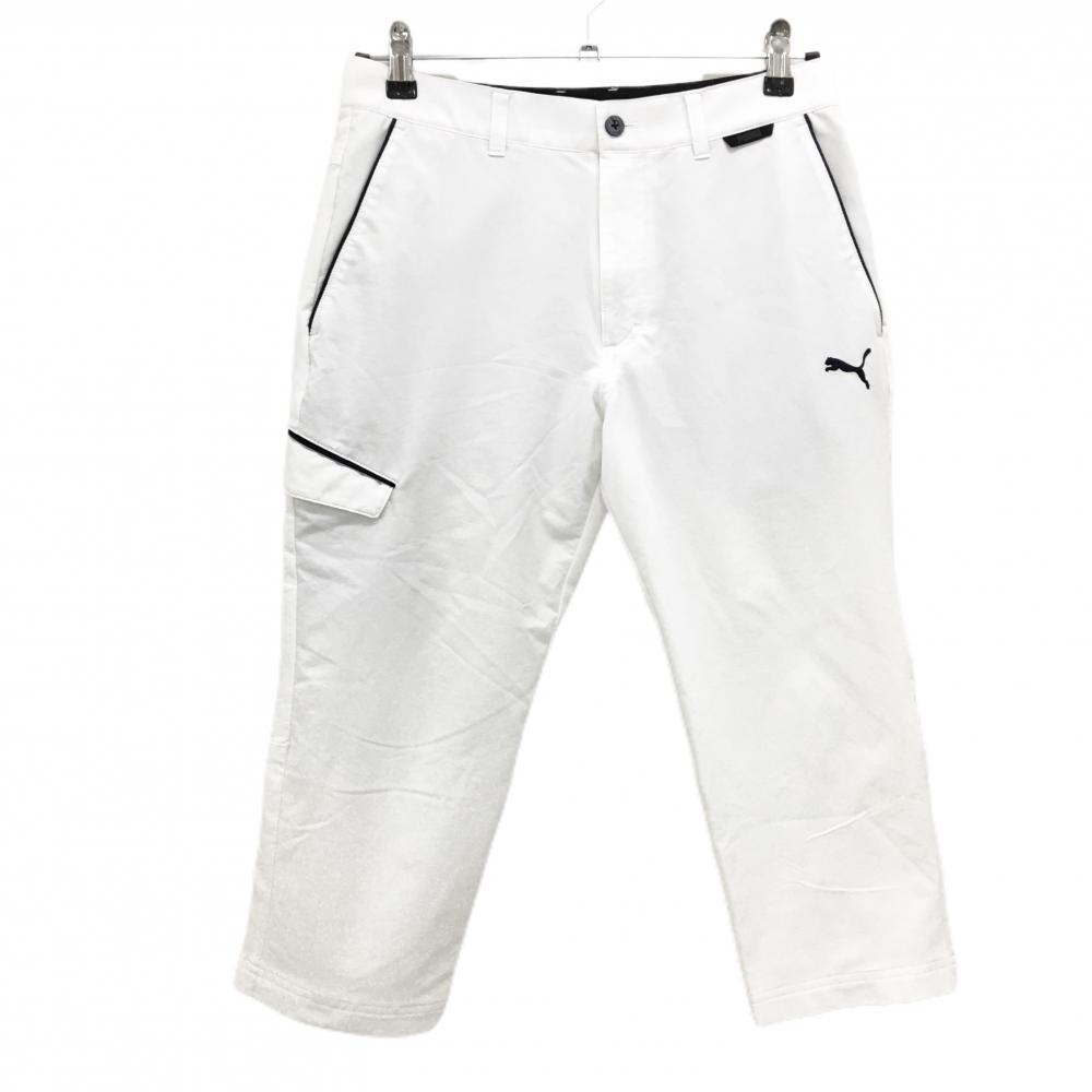 プーマ 半端丈パンツ 白×黒 ウエスト後ろゴム ストレッチ  メンズ S ゴルフウェア PUMA
