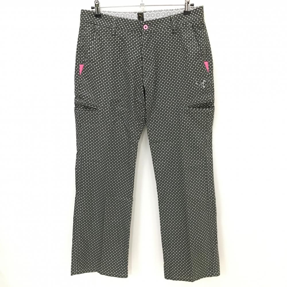 【超美品】プーマ パンツ グレー×黒 千鳥柄 T装着可 ストレッチ メンズ 85 ゴルフウェア PUMA