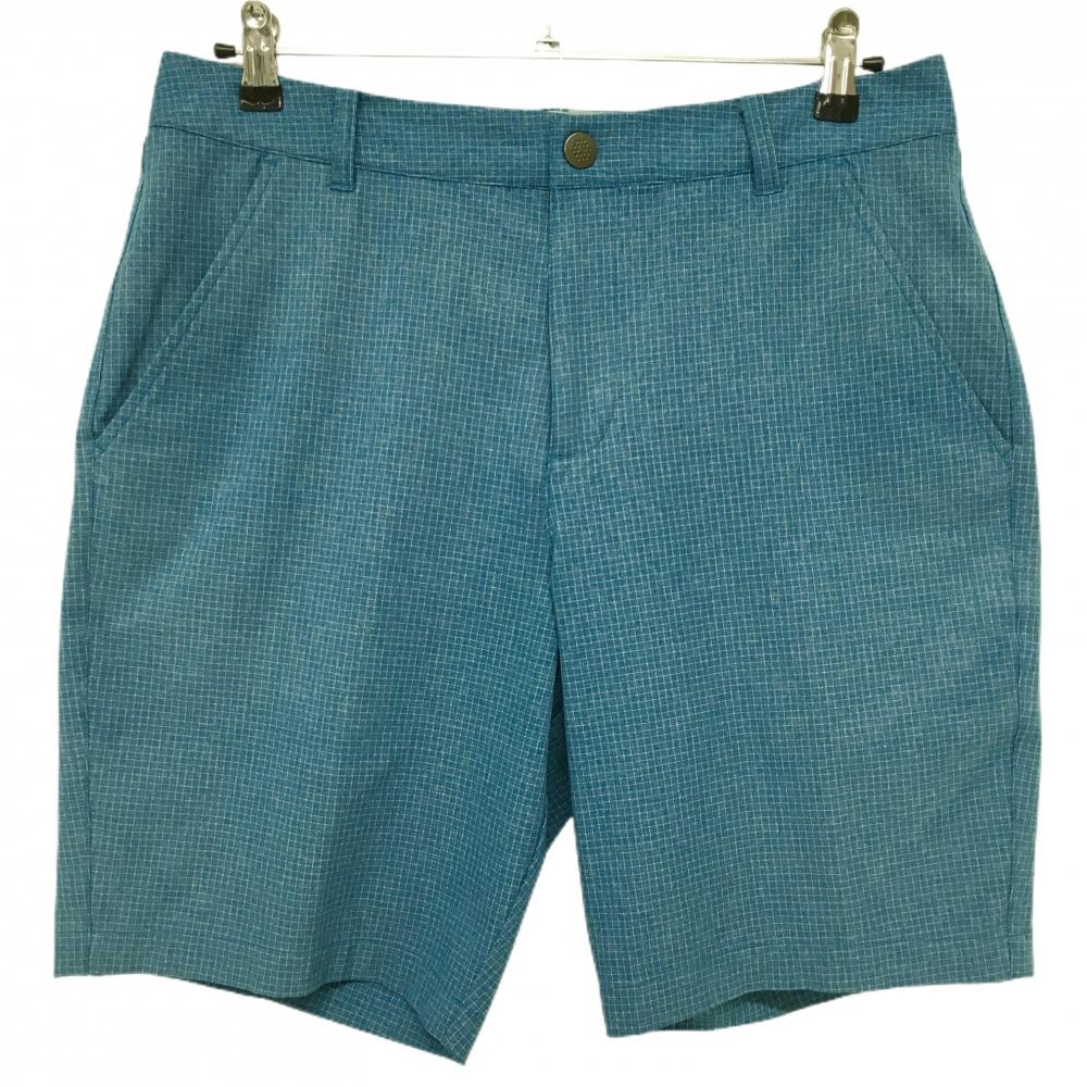 プーマ ハーフパンツ 杢ブルー 格子柄 ストレッチ バックロゴ  メンズ US-32 ゴルフウェア PUMA