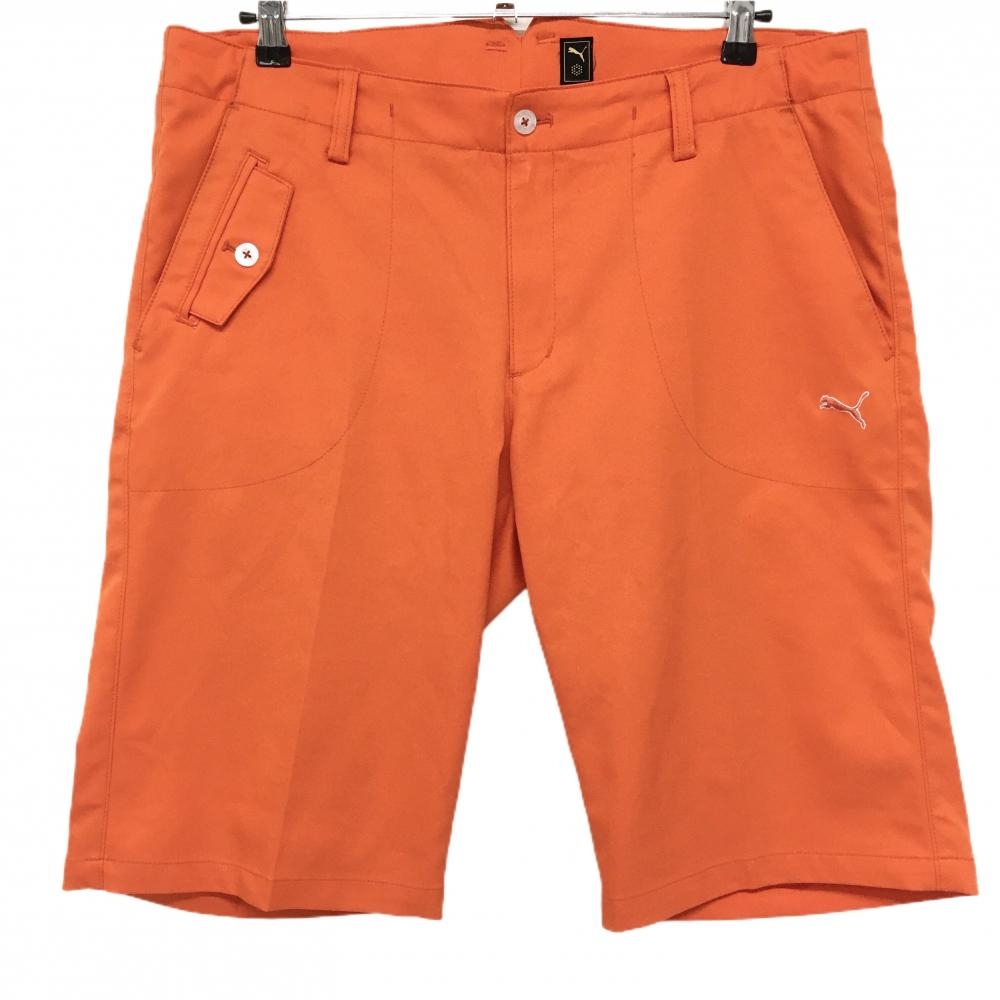 プーマ ハーフパンツ オレンジ ロゴ刺しゅう ティー装着可 メンズ 91 ゴルフウェア PUMA