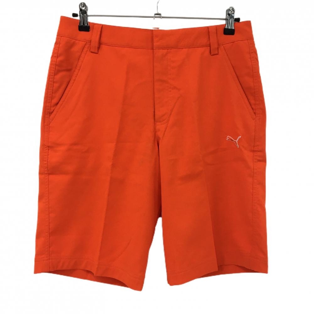 【美品】プーマ ハーフパンツ オレンジ ロゴ刺しゅう  メンズ W30 ゴルフウェア PUMA