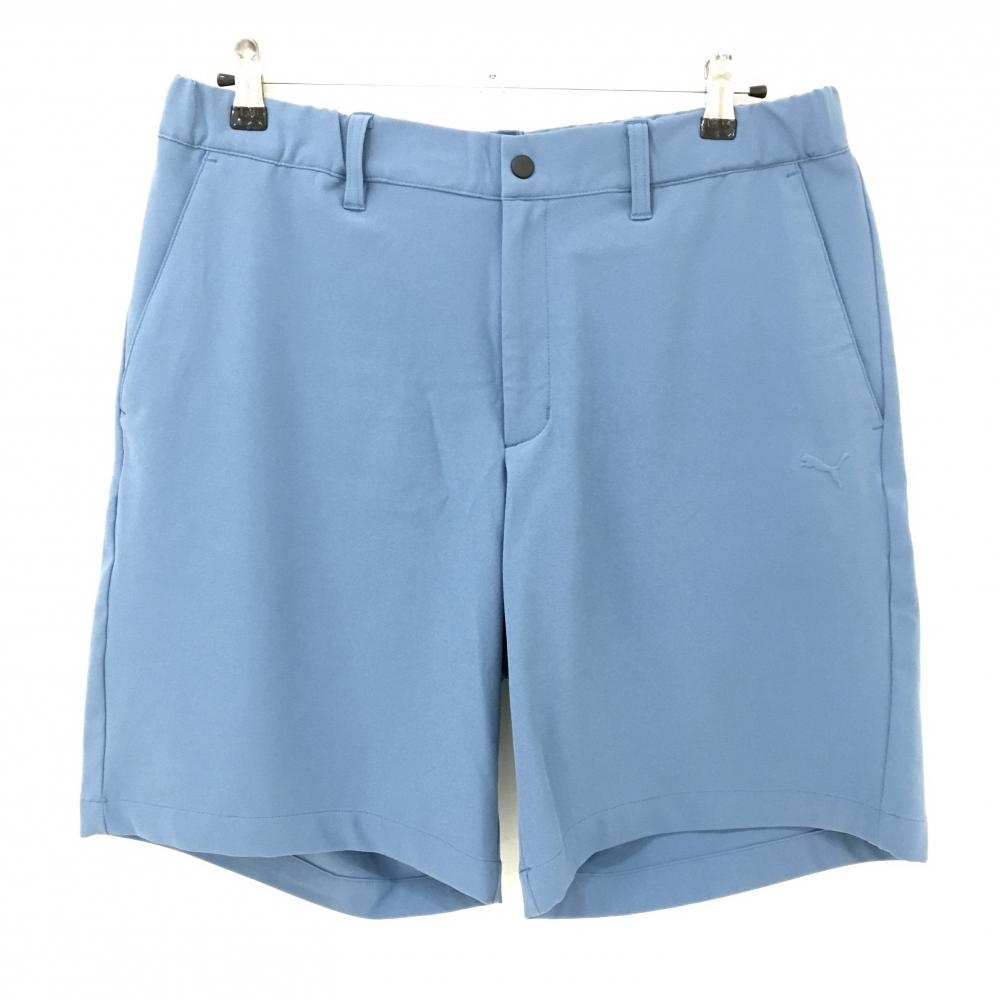 【超美品】プーマ ハーフパンツ ライトブルー 立体ロゴ ウエストゴム  メンズ XL ゴルフウェア 2024年モデル PUMA