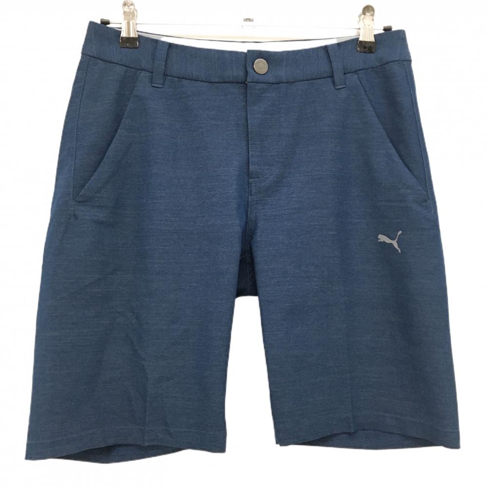 【超美品】プーマ ハーフパンツ 杢ネイビー ストレッチ メンズ S ゴルフウェア PUMA