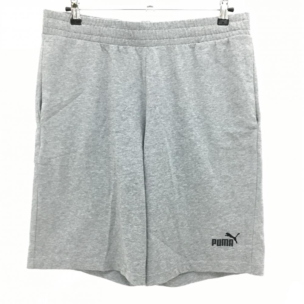 【超美品】プーマ ハーフパンツ 杢グレー ロゴ刺しゅう黒 ウエストゴム  メンズ XXL ゴルフウェア 2025年モデル PUMA