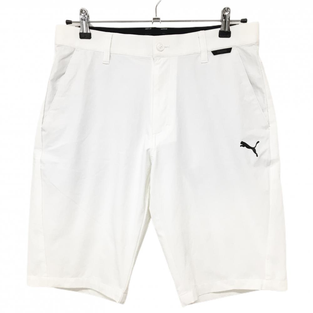 【美品】プーマ ハーフパンツ 白 DRYCELL 後ろウエストゴム ナイロン混  メンズ M ゴルフウェア PUMA