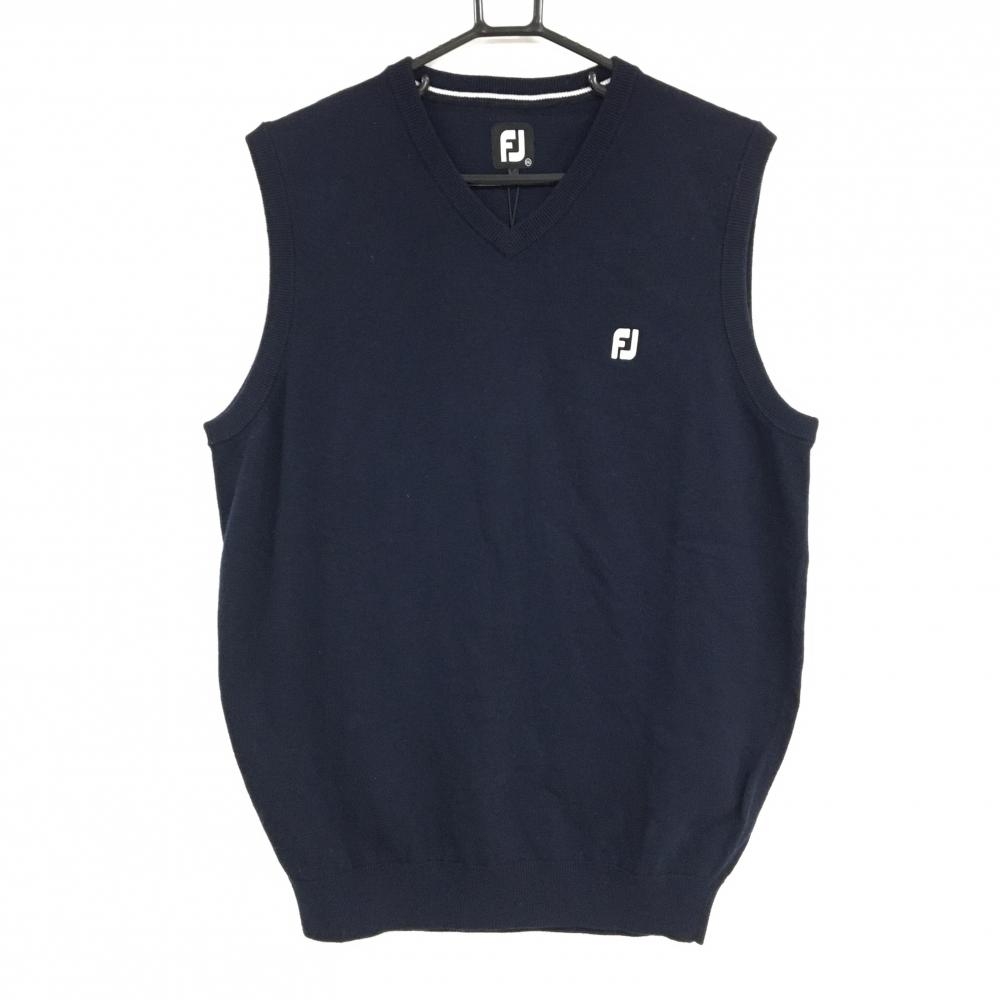 【新品】フットジョイ ニットベスト ネイビー ロゴ刺しゅう ウール混  メンズ 2XL ゴルフウェア 大きいサイズ FootJoy